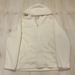 Starting Point Hoodie Womens Large Crea mFleece Full Zip Solid Sweatshirt